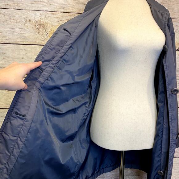 L.L. Bean Vintage Buckled Lightweight Trench Coat Size M Women's Duster Purple - Picture 6 of 8